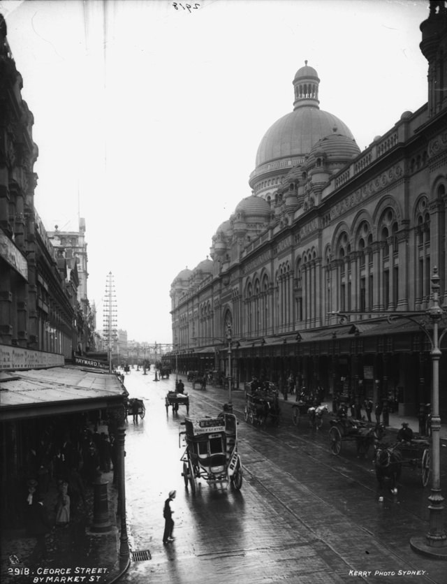George Street by Market Street, Sydney, 1908