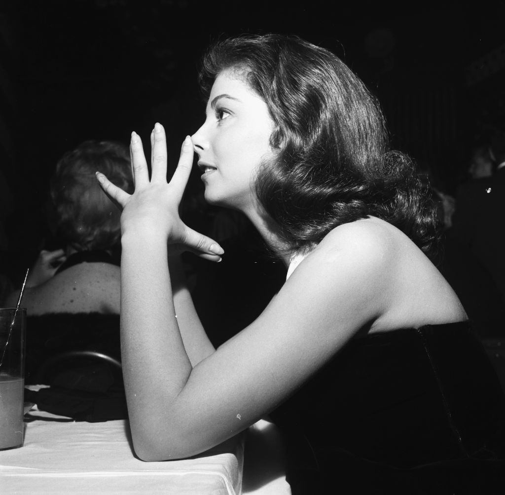 Pier Angeli at dinner at Mocambo's in Los Angeles, 1954