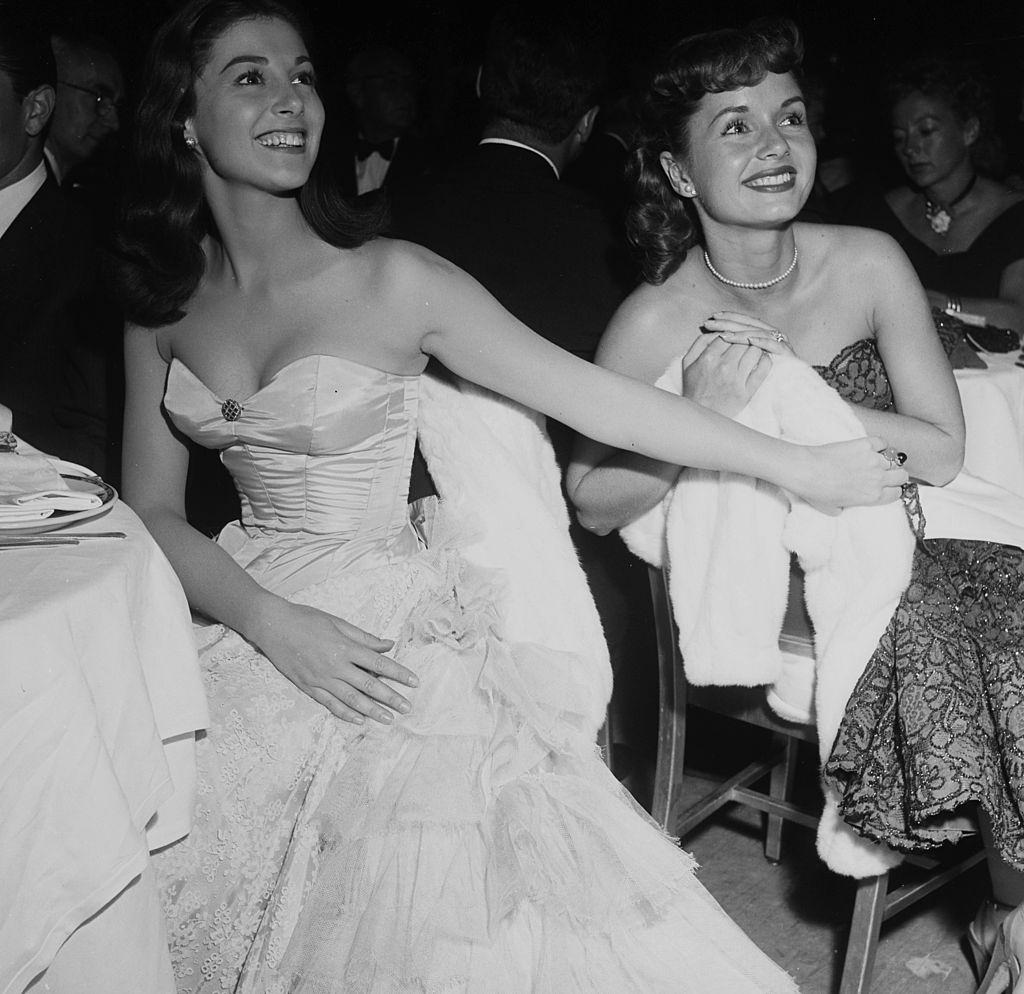 Pier Angeli with Debbie Reynolds at Cocoanut Grove, 1954