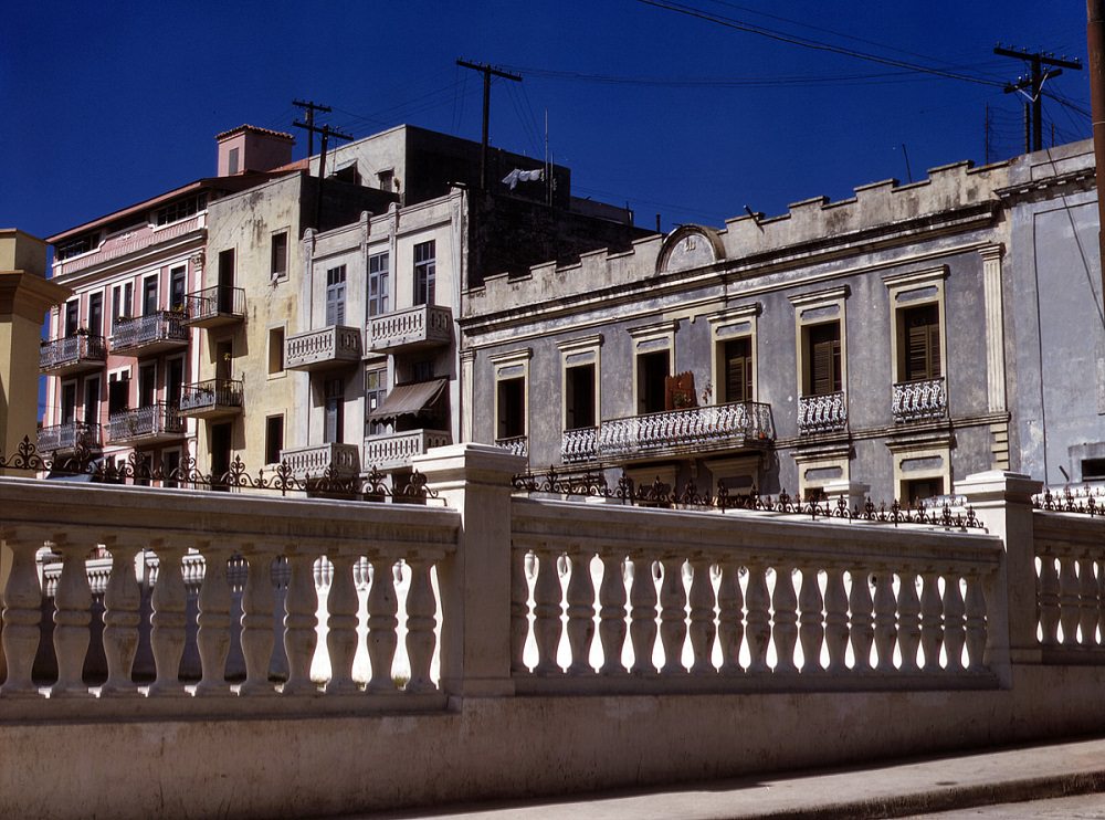Apartment houses near the cathedral in old part of the city, San Juan, Puerto Rico, December 1941