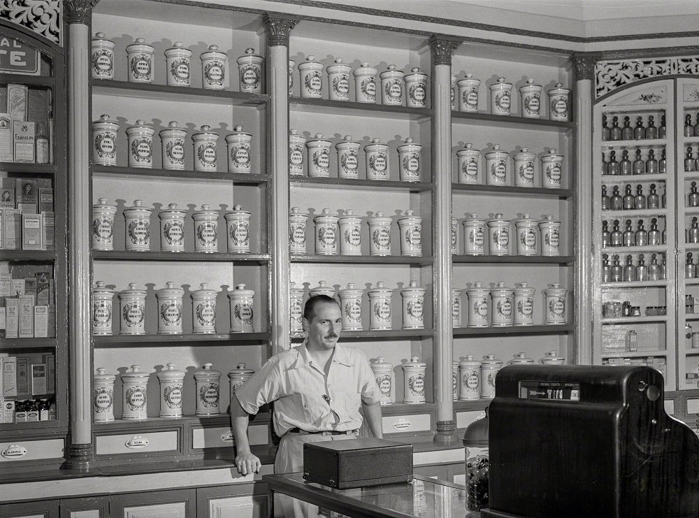 In an apothecary store, Lares, Puerto Rico, January 1942