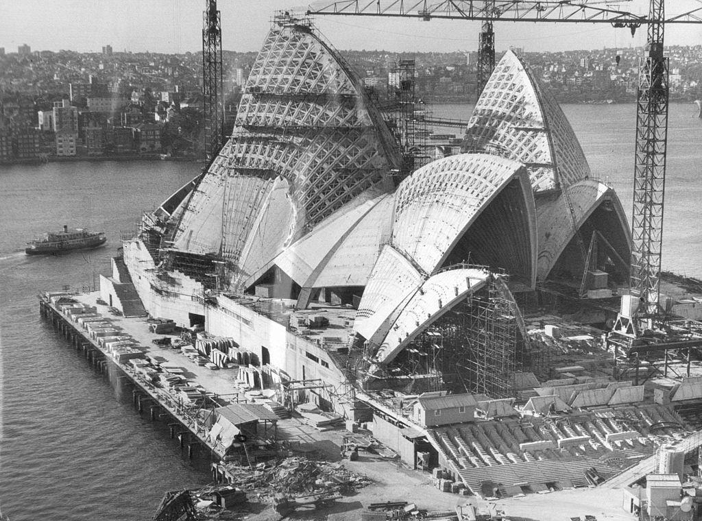 The Sydney Opera House under construction, 1966.