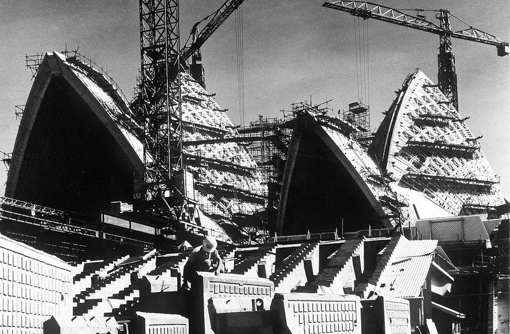 The Sydney Opera House under construction, December 1966.