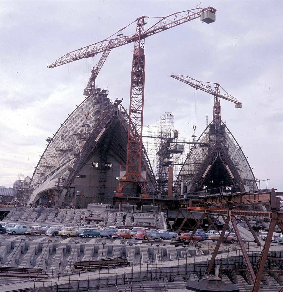 Sydney Opera House under construction, published 15 October 1973.