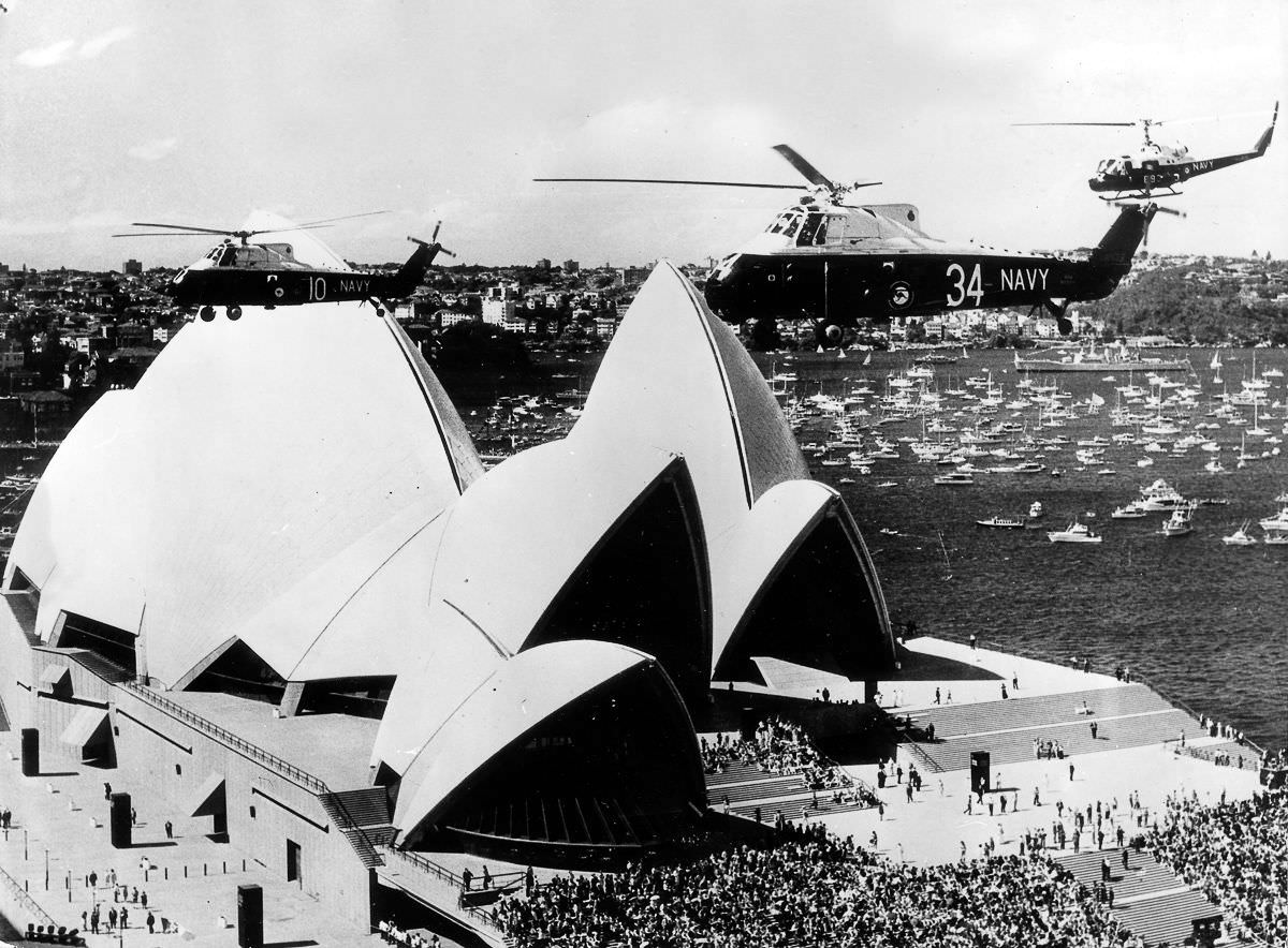 The opening of the Opera House, 14 years after construction began, Oct. 20, 1973.