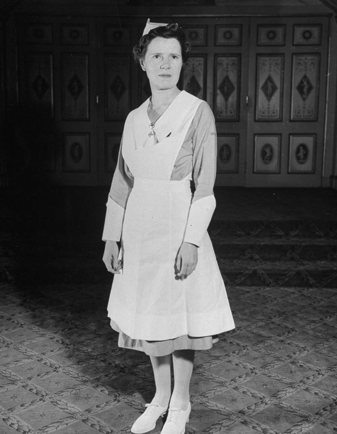 Red Cross nurse's aide uniform.