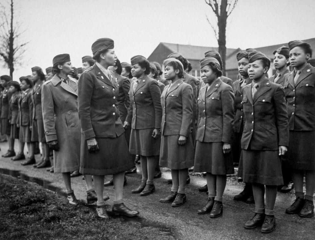 A contingent of the Women's Army Corps from America, who were the first black women assigned to overseas service.