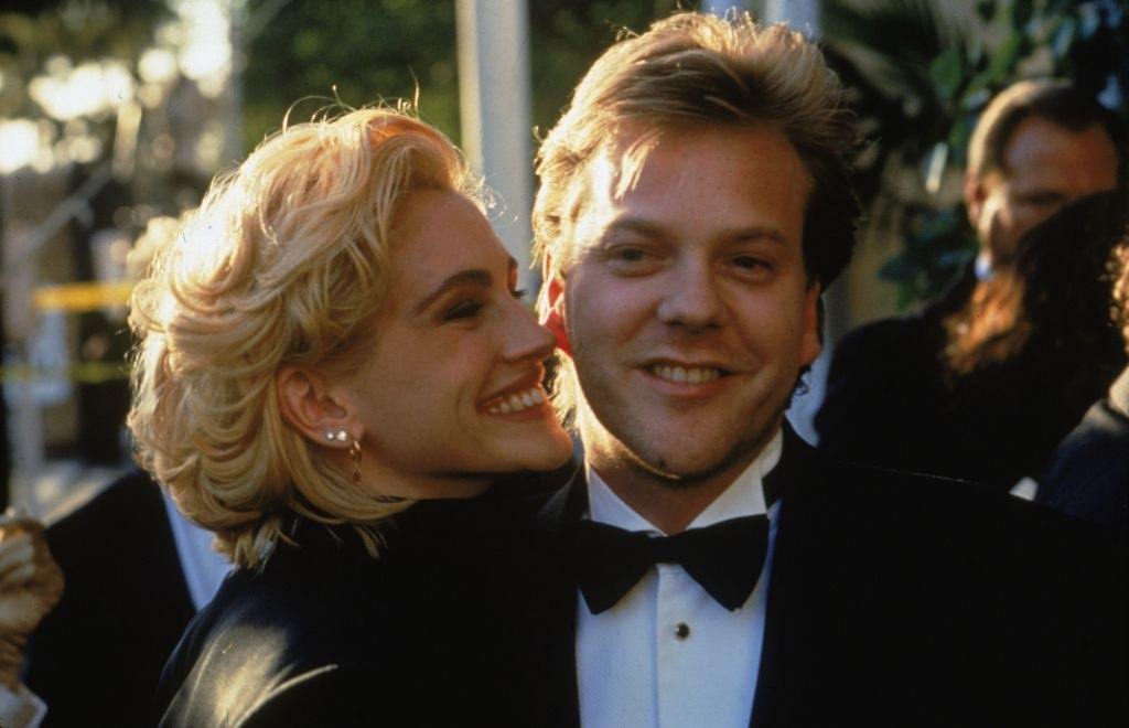 Julia Roberts with her boyfriend Kiefer Sutherland, at the Academy Awards Cermony, 1990
