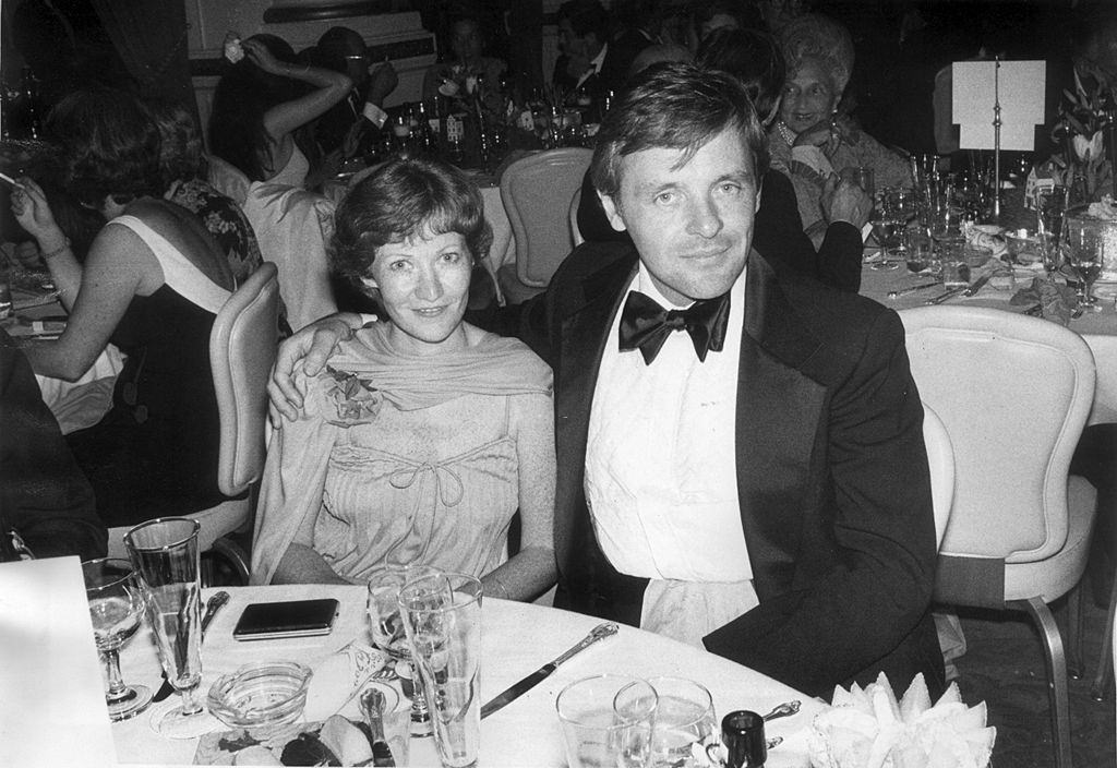 Anthony Hopkins with Jenni at a party for the premiere of the movie "A Bridge Too Far", 1977