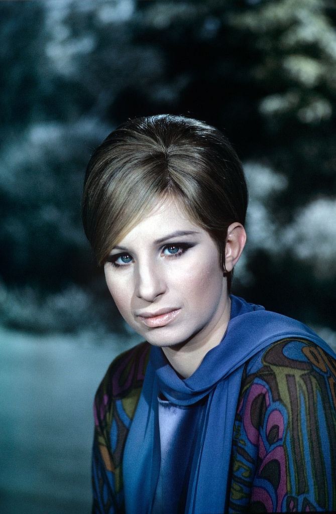 Barbra Streisand in blue dress, 1969