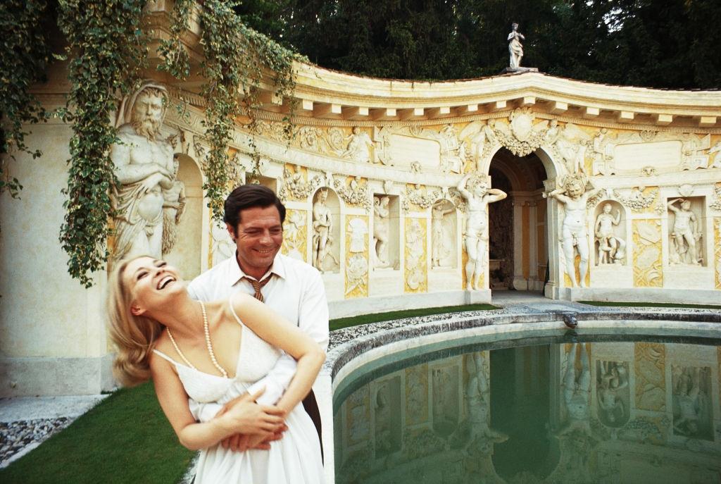 Faye Dunaway and Marcello Mastroianni at the Villa Barbaro, 1968