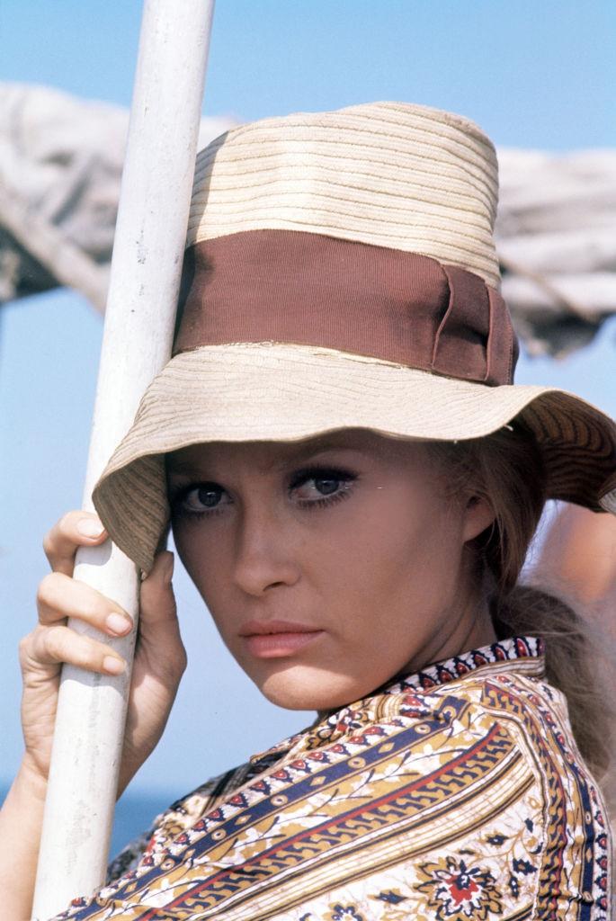 Faye Dunaway during the filming of 'The Extraordinary Seaman', 1969