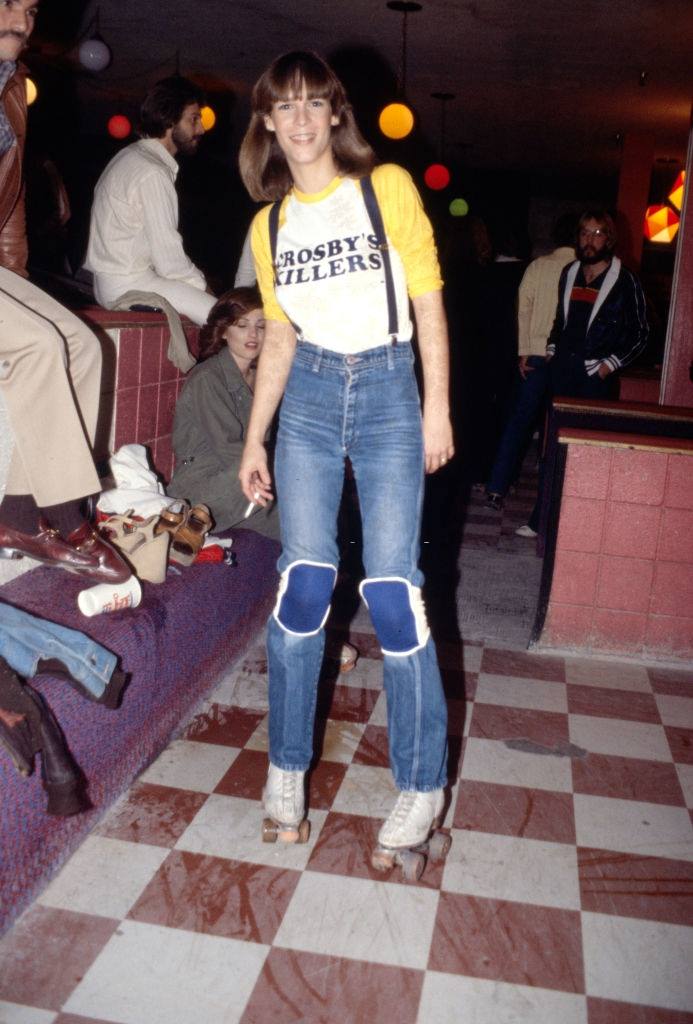 Jamie Lee Curtis at a roller skating party in Hollywood on December 19, 1977