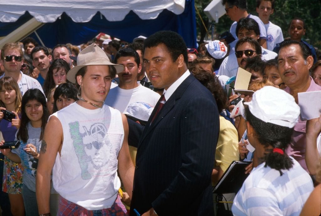Johnny Depp with Muhammad Ali, 1988