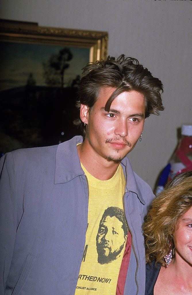 Johnny Depp with Soleil Moon Frye, 1988