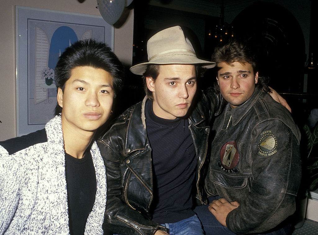 Johnny Depp with Dustin Nguyen and Peter DeLuise, 1987