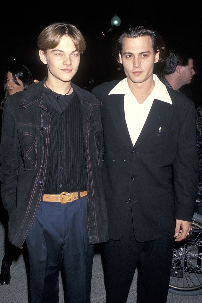 Johnny Depp with Leonardo DiCaprio at the Paramount Theater in Los Angeles, 1993