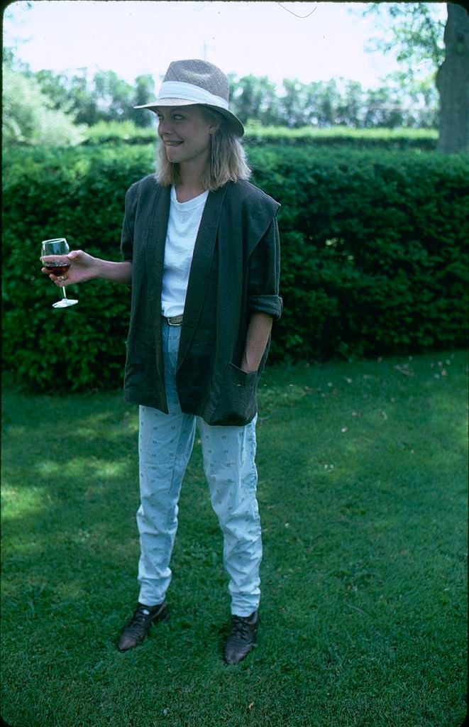 Michelle Pfeiffer in her garden, 1985