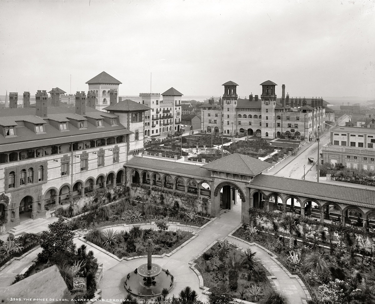 The Ponce de Leon, Alcazar and Cordova hotels, St. Augustine, Florida, circa 1897