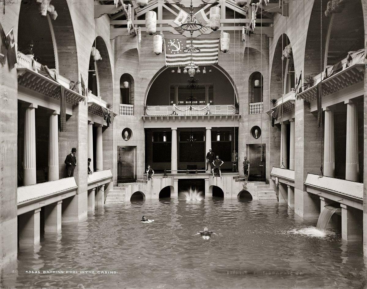 Bathing pool in the Casino at Henry Flagler's Hotel Alcazar in St. Augustine, Florida, 1889