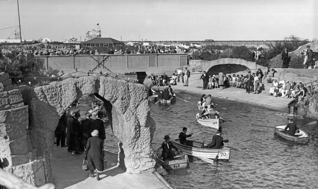 The boating lake at Skegness 28th July 1936.