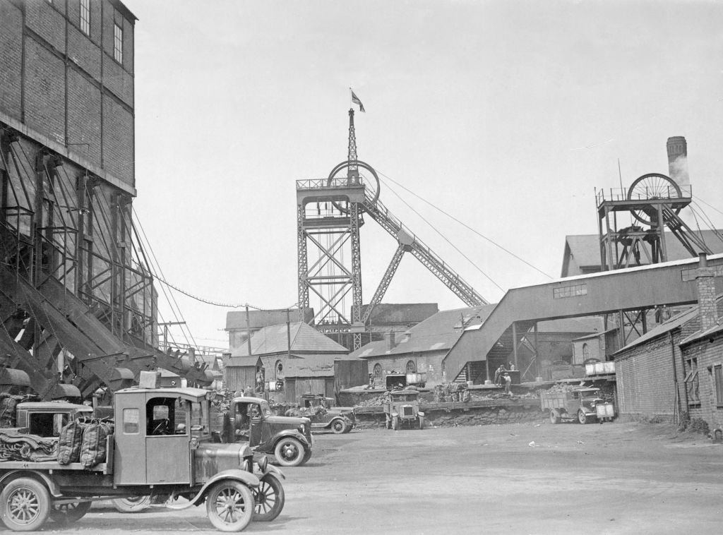 The pit head at Hamstead Colliery, West Bromwich on the day the bodies of two miners killed by a fall of coal were recovered and brought to the surface, 1937.