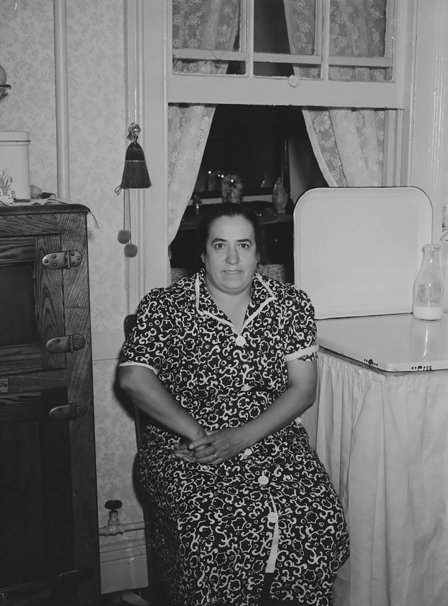 Mrs. Montefiori at the kitchen of her apartment. 340 East 63rd Street