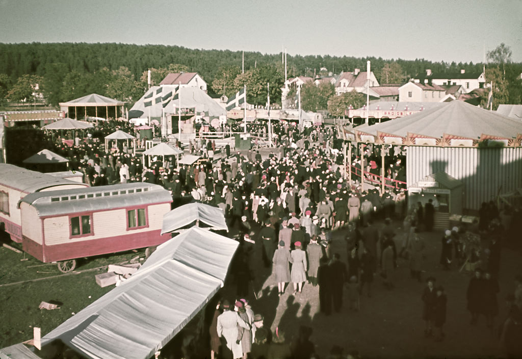 Funfair in Hudiksvall, the home town of Fredrik Bruno, 1942