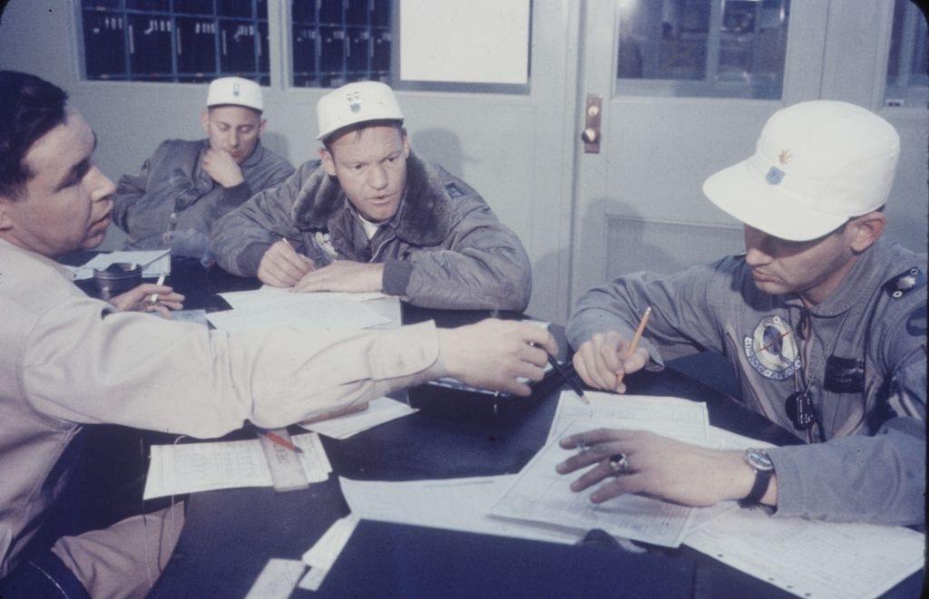 Men working in 99th Air Base Wing, Las Vegas, 1958
