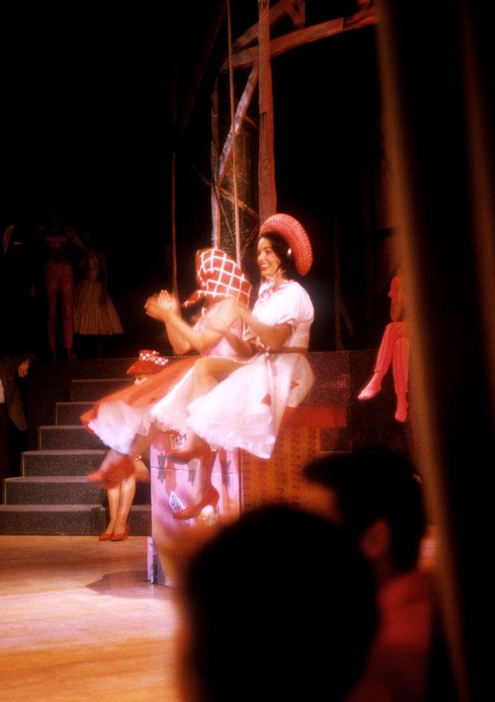 Two female nightclub performers sing on stage at The Sands circa 1958 in Las Vegas