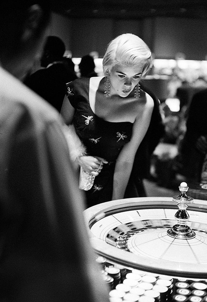 Actress Jayne Mansfield at the roulette table in 1958 in Las Vegas.