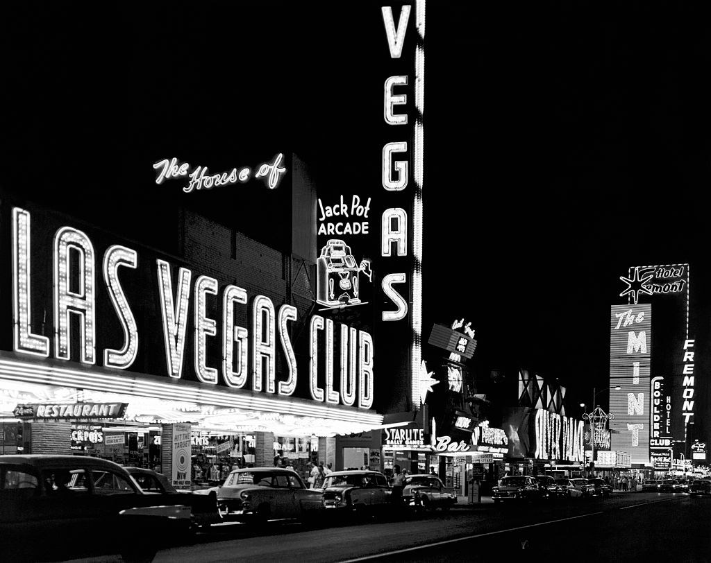Biff's Las Vegas Club and The Mint, on Fremont Street in Downtown Las Vegas, 1959.