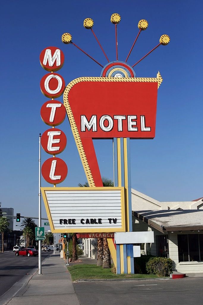 A motel with free cable TV, Las Vegas, 1950s