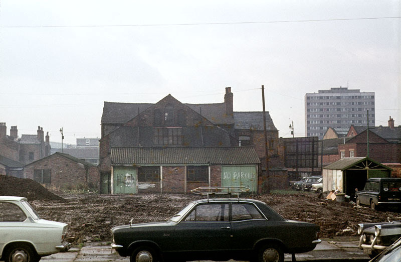 Exterior of the former Bridgewater Theatre, a small Victorian music hall that occupied a site between Cambridge Street and Cowcill Street c.1973