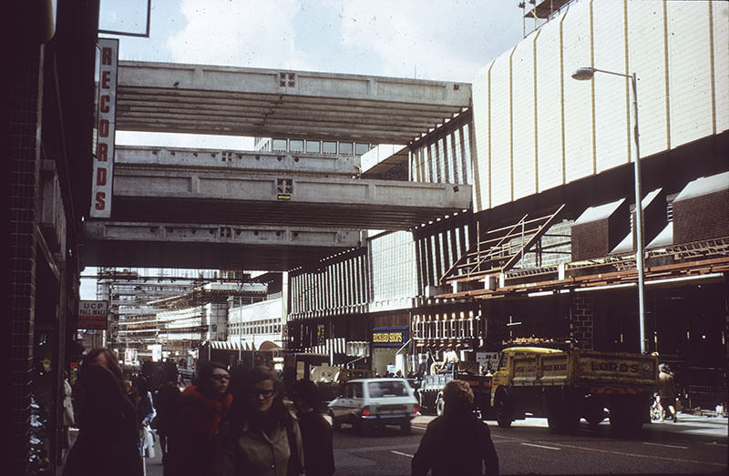 View along Market Street during construction of the Arndale Centre