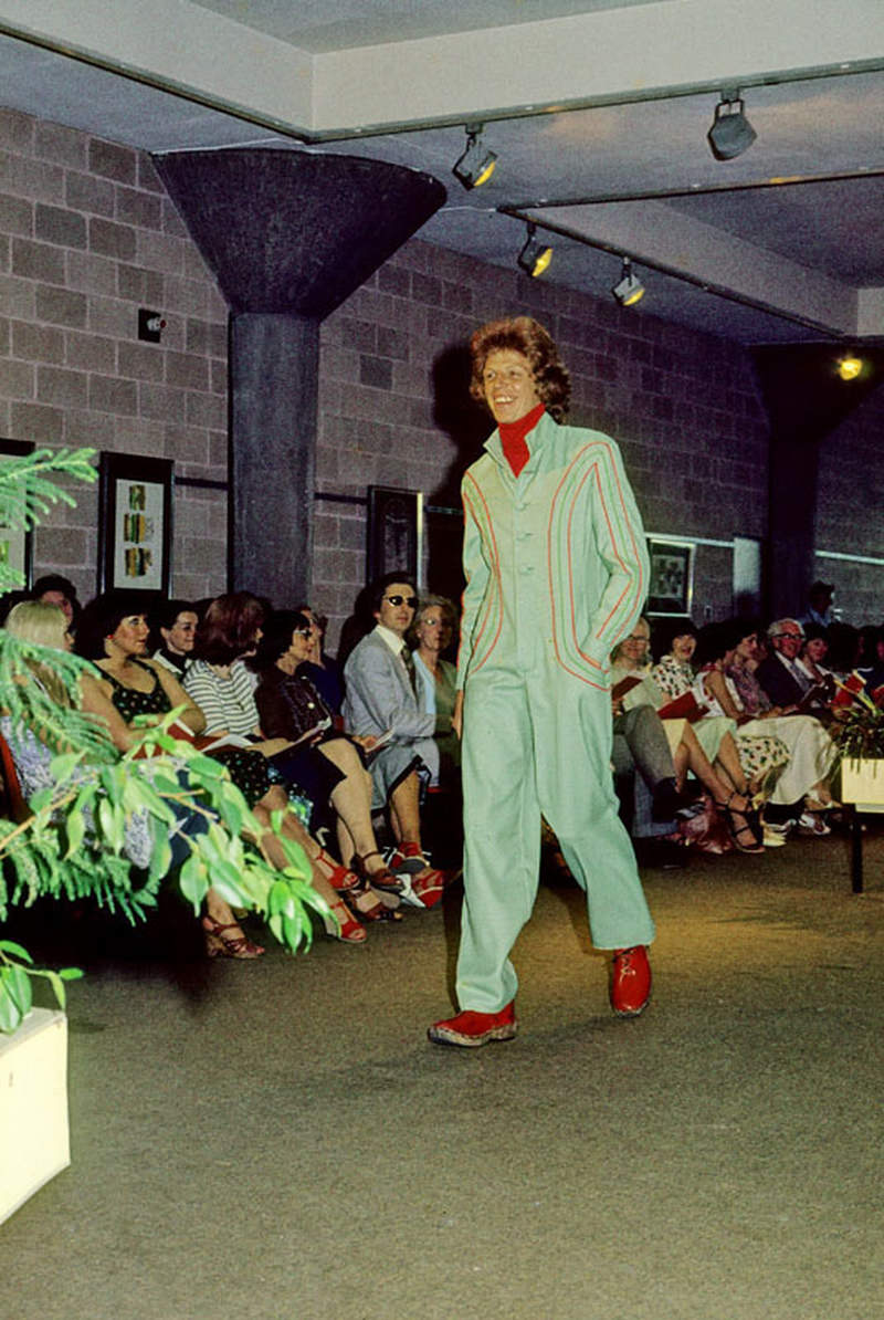 The work of a Manchester Polytechnic fashion student modelled at the Fashion Show in the Undercroft Gallery, June 1976.