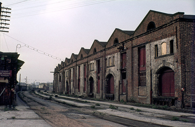 View of the Liverpool Road railway station site in Manchester, shortly after its closure in 1975.