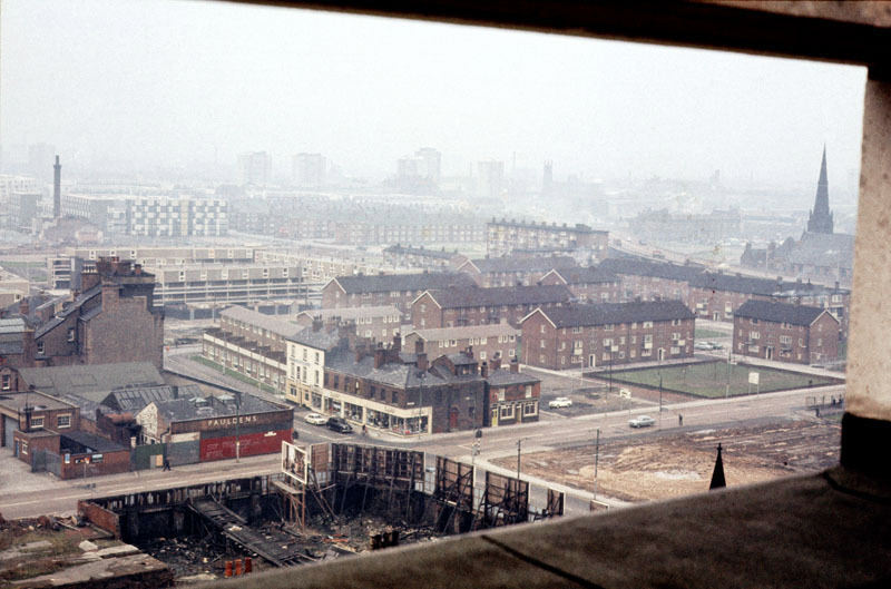 View across the northern part of Hulme from the top of the Chatham Building in November 1970