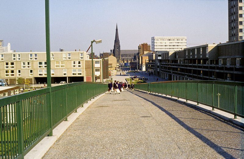 Hulme Walk footbridge, 1972