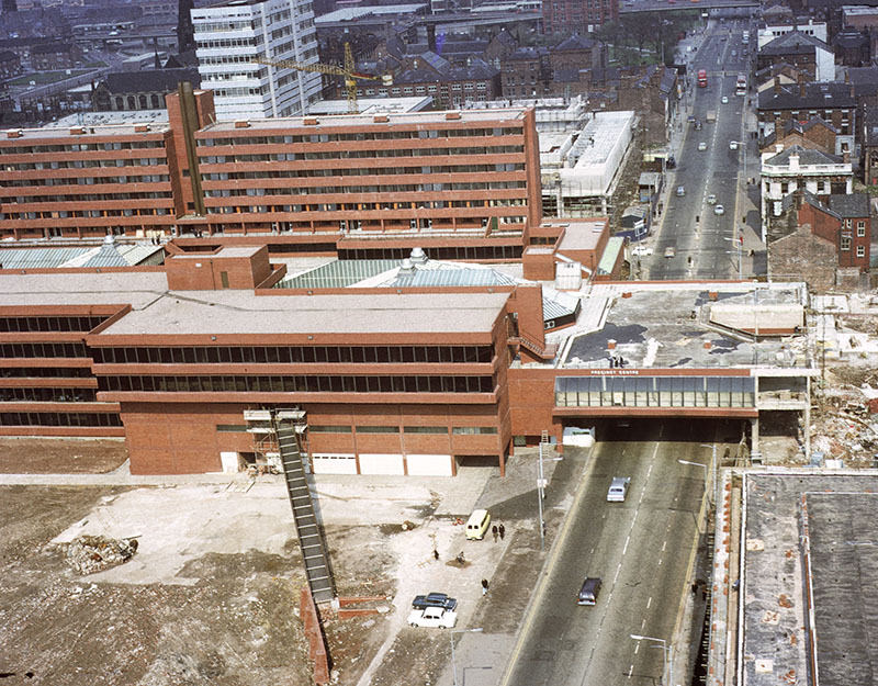 View across Oxford Road to the Royal Northern College of Music in 1976