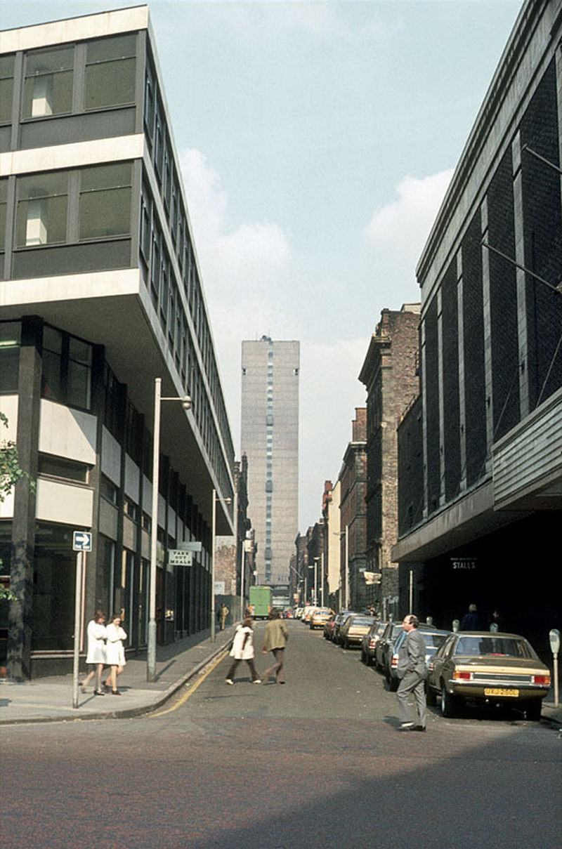 iew along Brazennose Street from Deansgate to Albert Square, 1972.