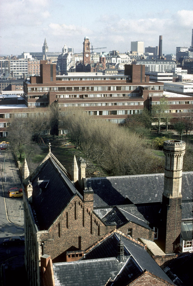 View north towards Manchester city centre from the Chatham tower in March 1979.