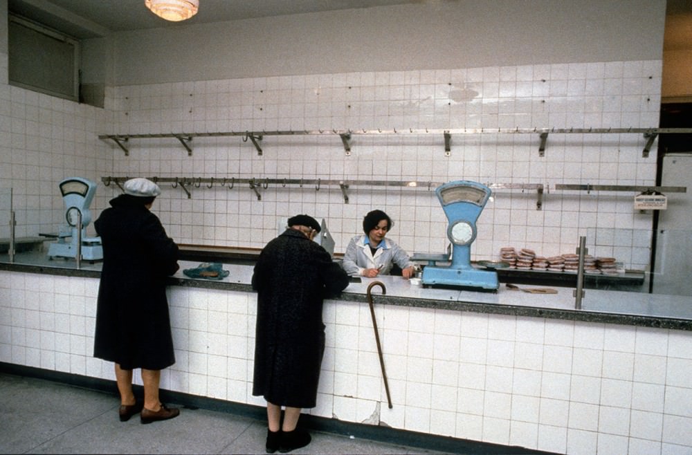 Meat shop, Warsaw, 1980s.