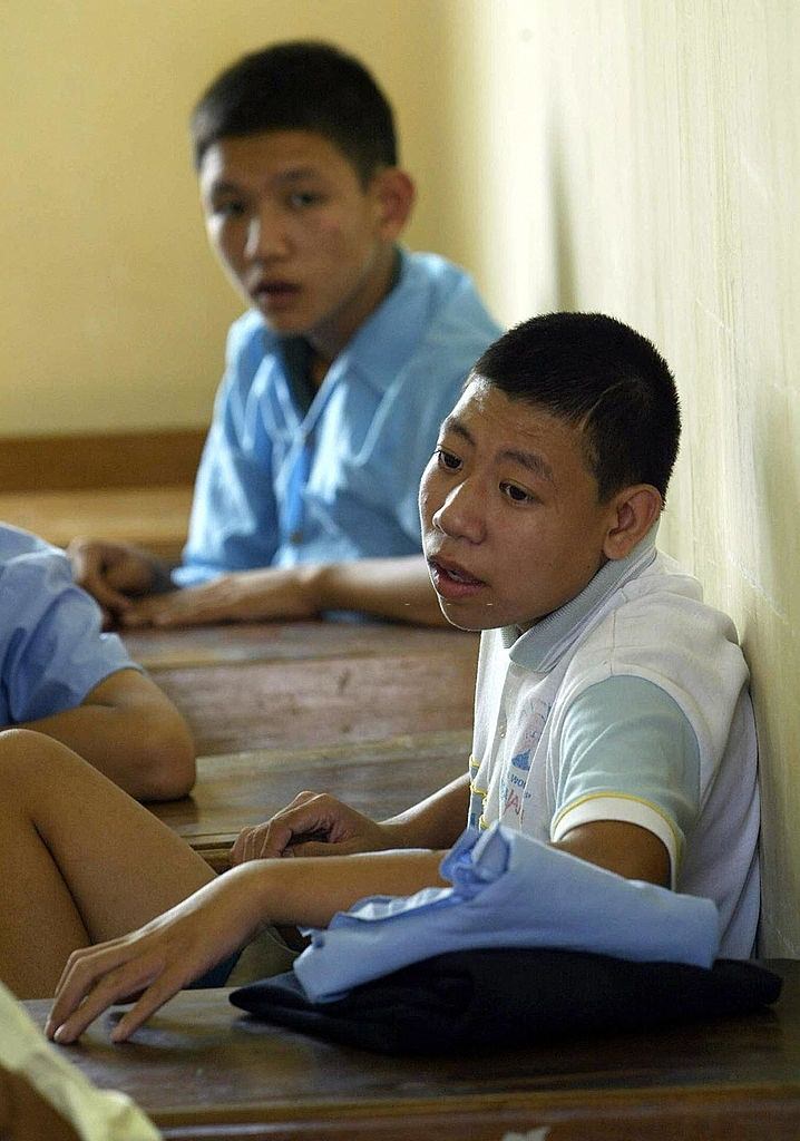 Boys who are suffering from mental diseases caused by the agent orange, 2003