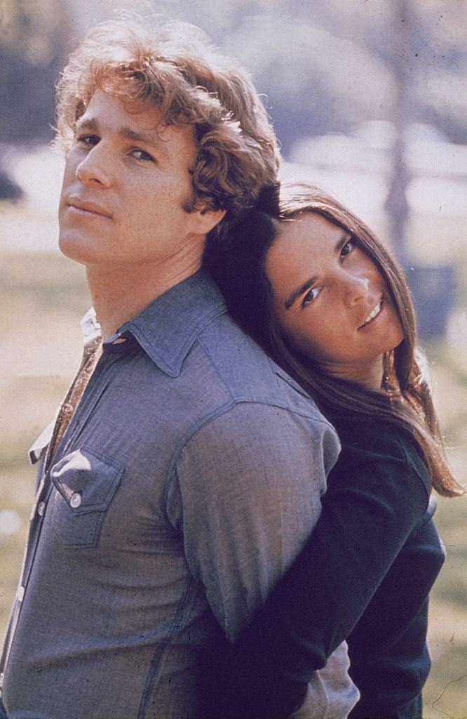 Ali MacGraw with Ryan O'Neal during the making of 'Love Story', 1969.