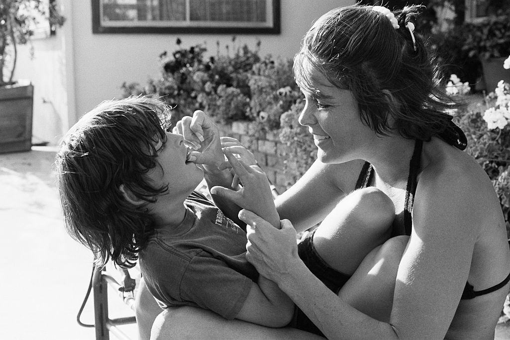 Ali MacGraw with her son Josh Evans, 1978.