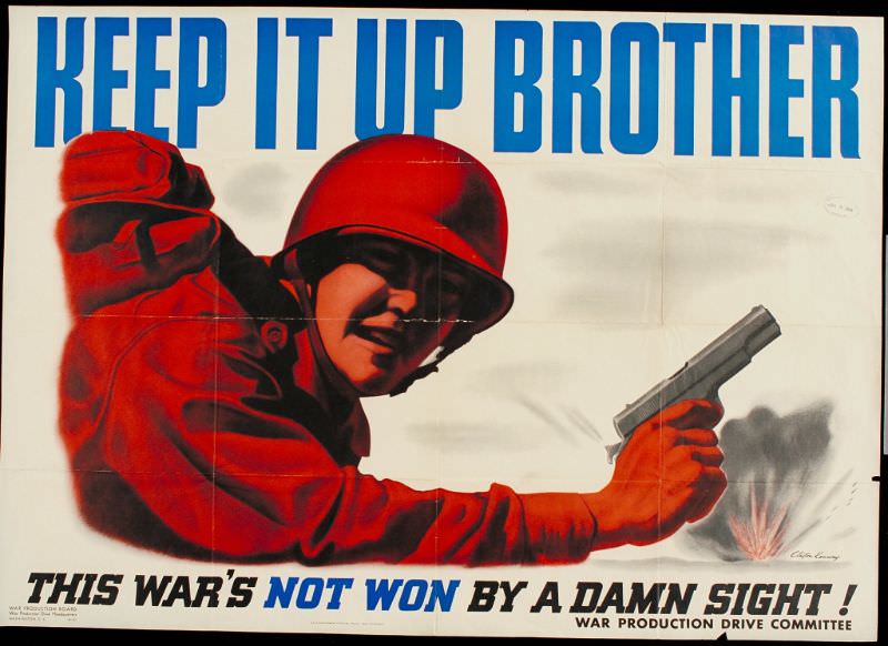A WWII propaganda poster from 1943 by Kenny Clayton