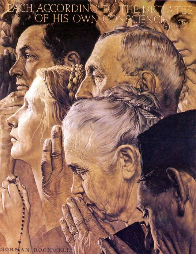 The Four Freedoms: Freedom of Worship by Norman Rockwell, February 1943