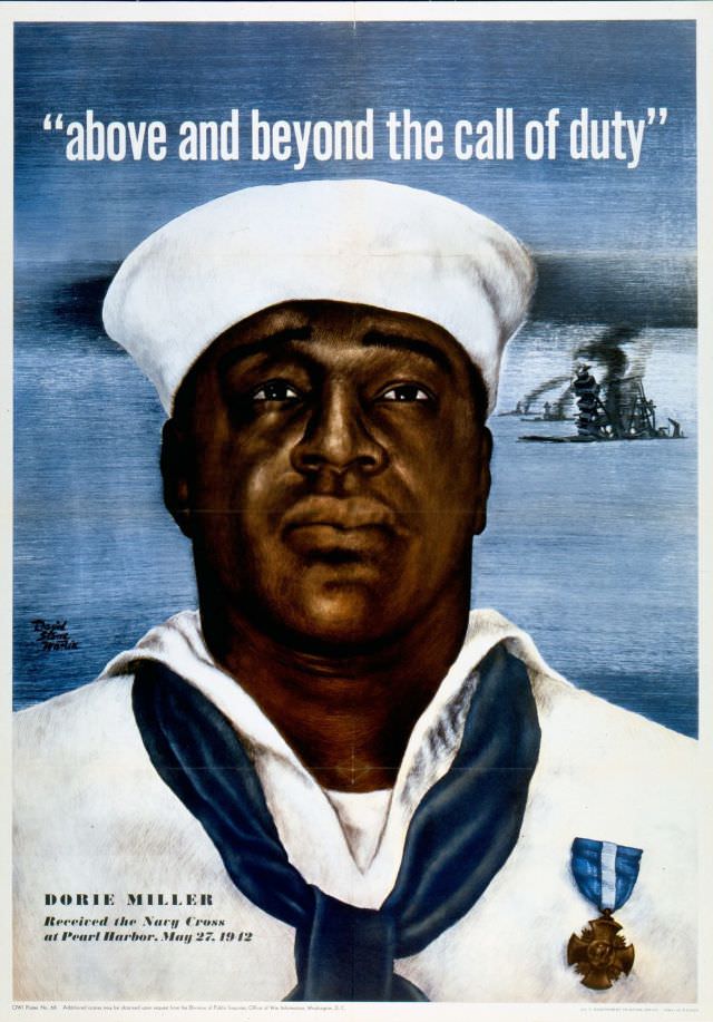 Above and Beyond: A WWII poster honoring Navy Cross recipient Dorie Miller, hero of Pearl Harbor