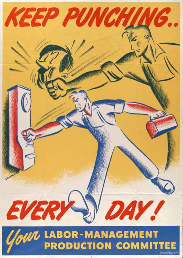 Keep Punching: An American production poster from World War II